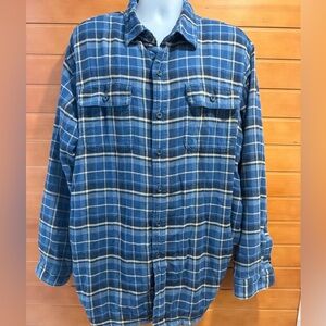 L.L.Bean blue fleece lined shirt jacket Plaid Button-Up Shacket-XXLT